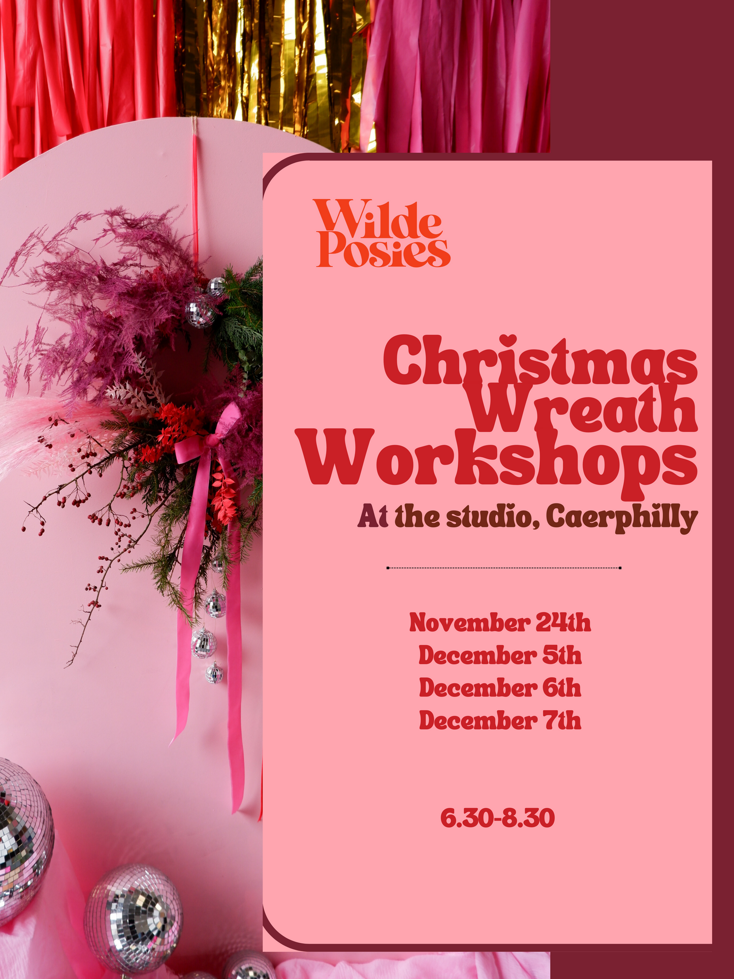 Luxe Fresh Christmas Wreath Workshop - Wilde Posies Studio, Caerphilly