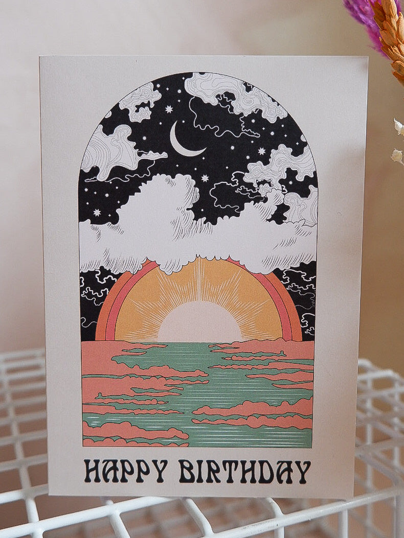 Greetings Card - ‘Happy Birthday’ Sunrise by OMG Kitty