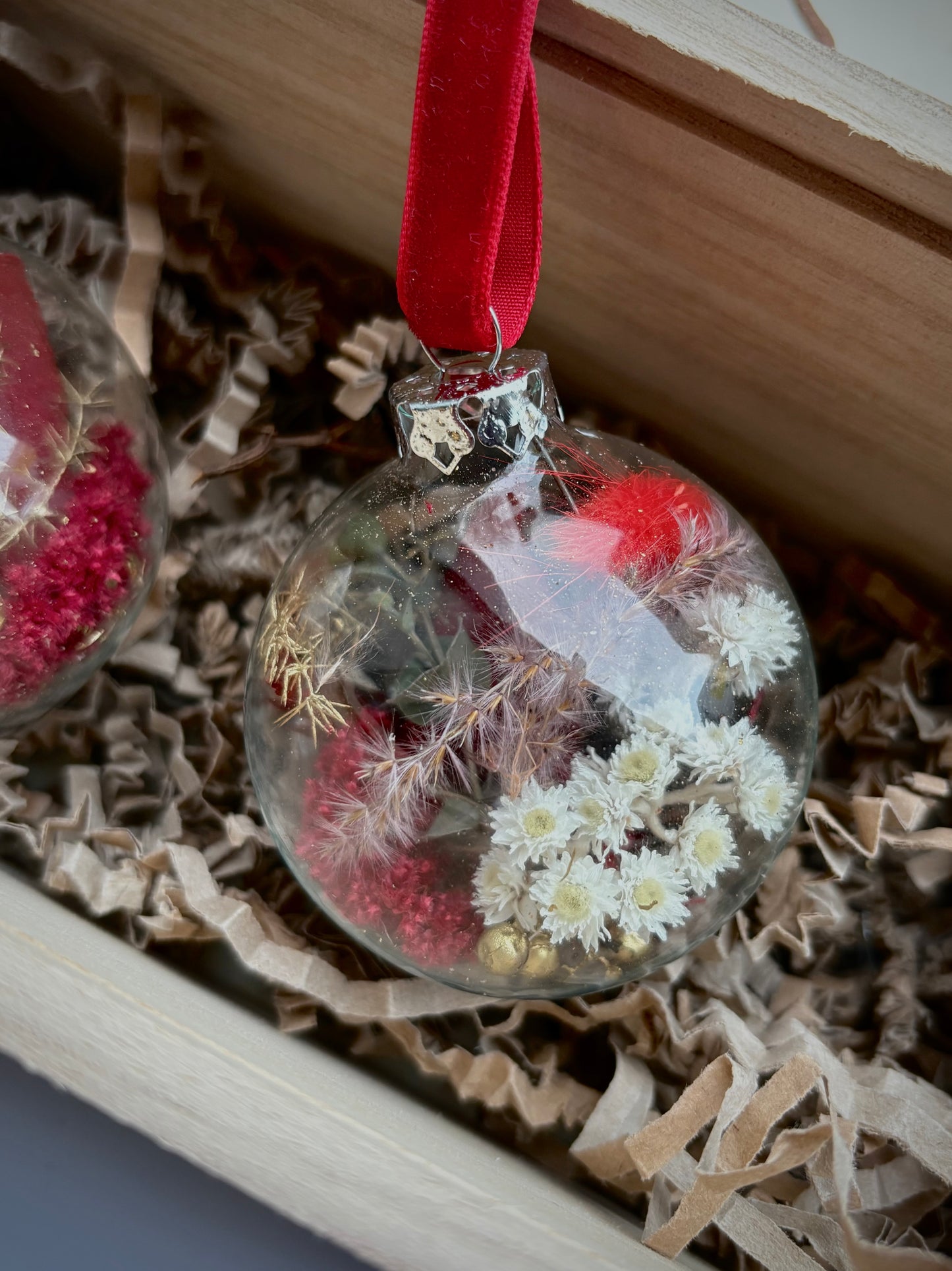 Bespoke Dried Flower Filled Baubles Set