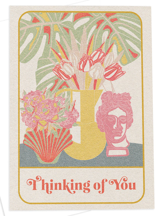 Greetings Card - ‘Thinking of You’ Vases and Plants by OMG Kitty