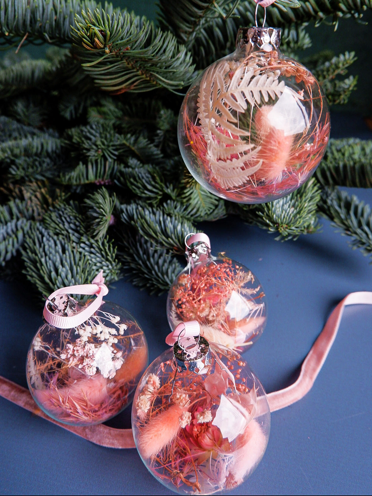 Bespoke Dried Flower Filled Baubles Set