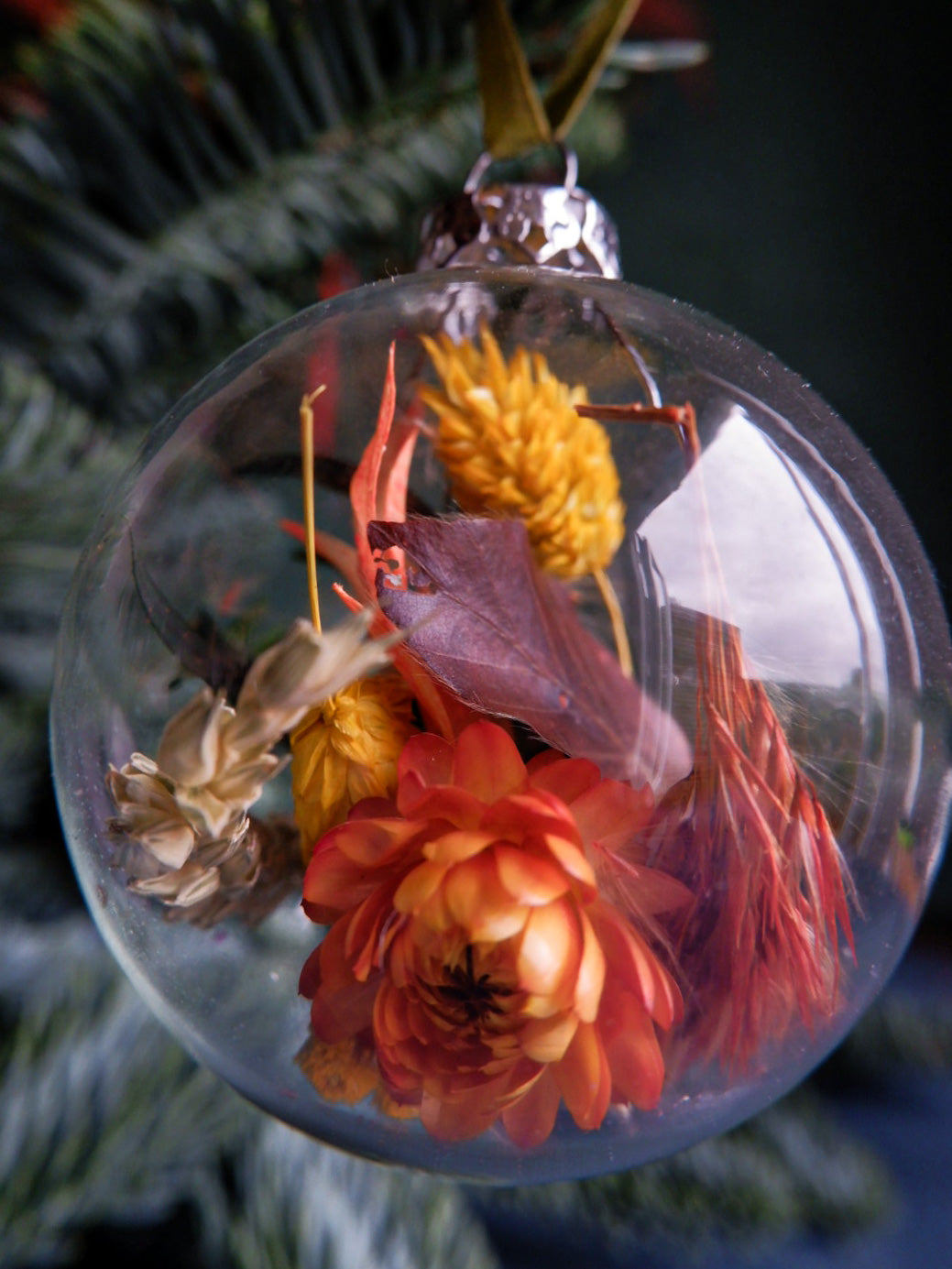 Bespoke Dried Flower Filled Baubles Set