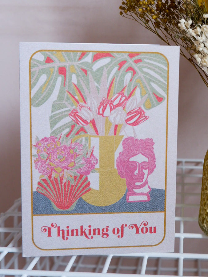 Greetings Card - ‘Thinking of You’ Vases and Plants by OMG Kitty