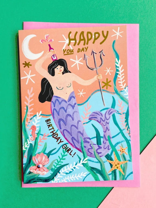 Greetings Card - ‘Happy You Day’ mermaid by Ickaprint